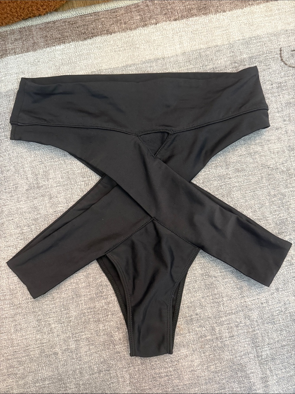 LITTLE BLACK DIAMOND Kiki bottoms Black Crisscross Cut out High Waist Swim